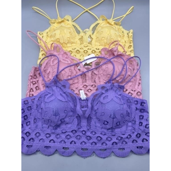Bralettes (3) Scalloped hem & Crisscross back with Removable Pads , Size 3X - Picture 1 of 5